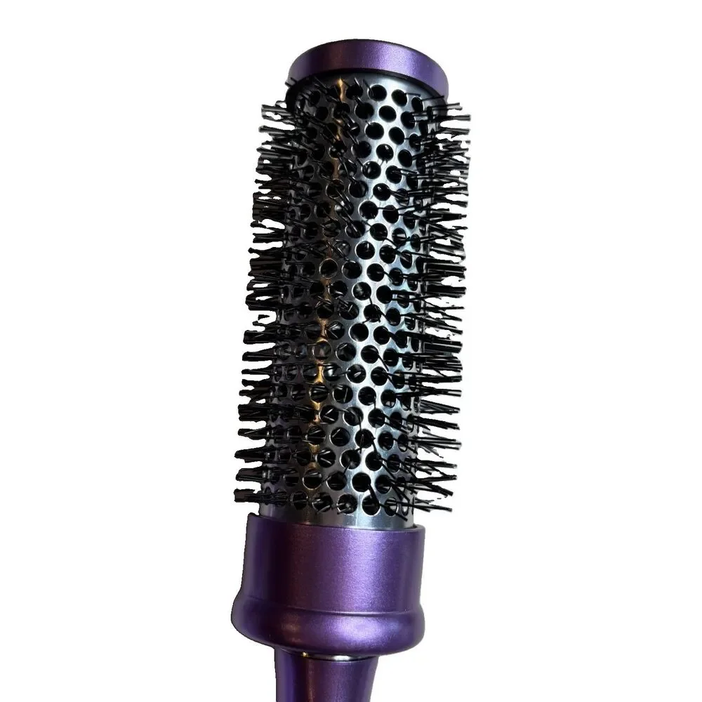 Purple Hairbrush Set Round blow Out Brush and Clips and Hair Ties Ponytalis New